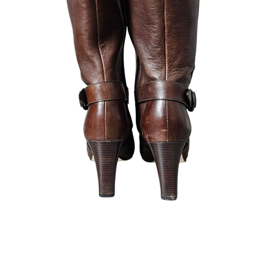 Cole Haan Courtney Air Tall Platform Leather Heel Riding Brown Knee Boot - Picture 5 of 15